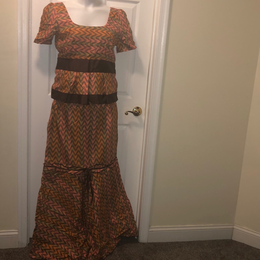 NWOT hand made 2pcs top & flared skirt multicolor